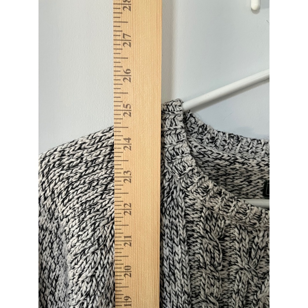 Roots Canada Marled Cable Knit Sweater Black White Crew Neck Raglan Medium - Picture 6 of 7